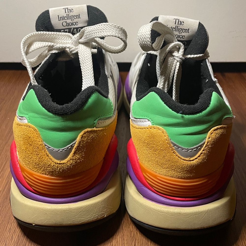 New Balance White Sneakers with Purple, Red, Yellow & Green Accents - Picture 5 of 11